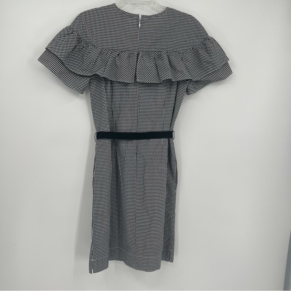 J. Crew NWT Edie Gingham Dress Womens Size 4 tall Black White Check Ruffle - Picture 7 of 11